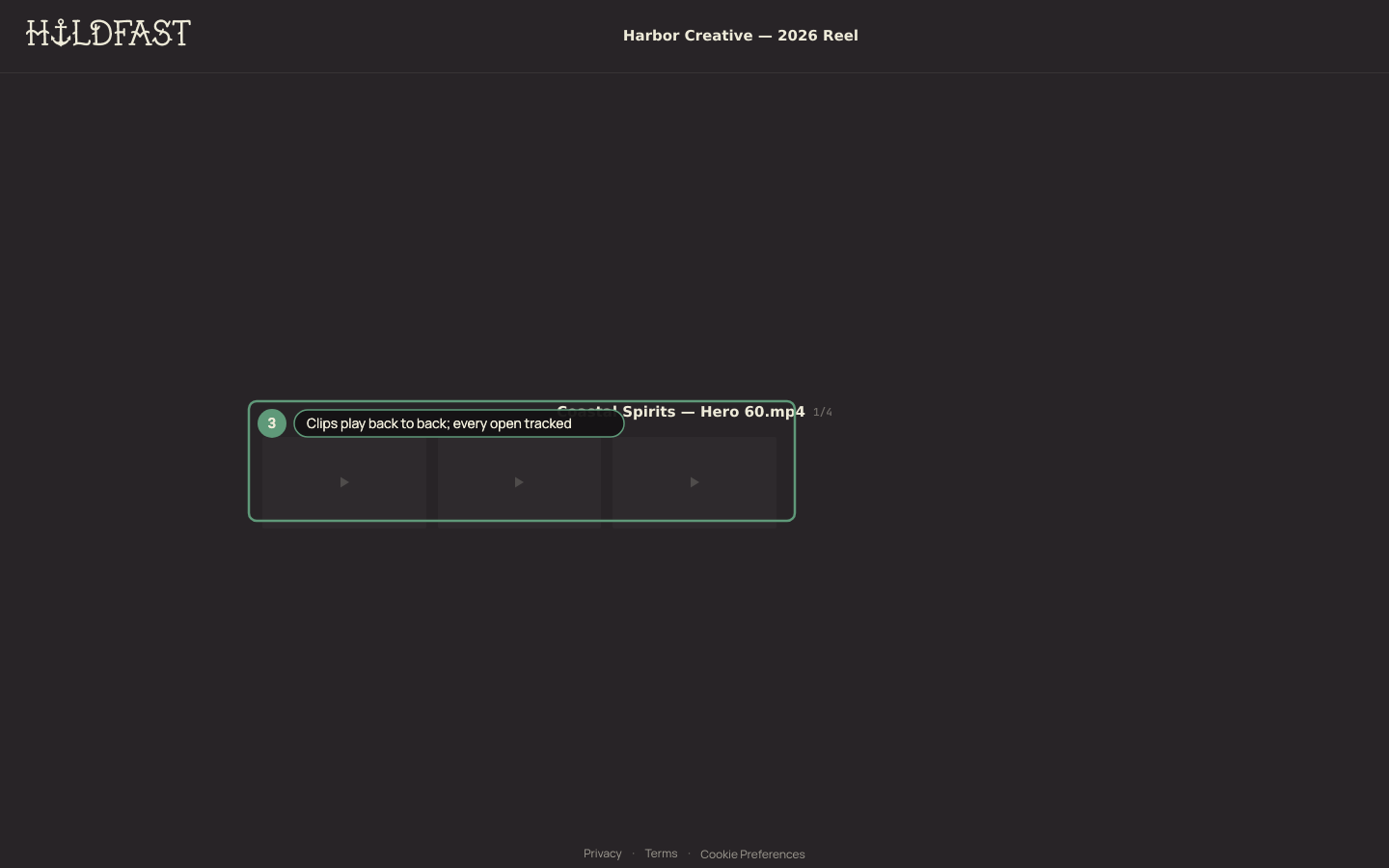 A published reel page with a branded header