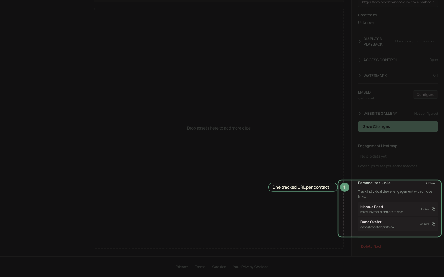 The personalized links sidebar with a New button